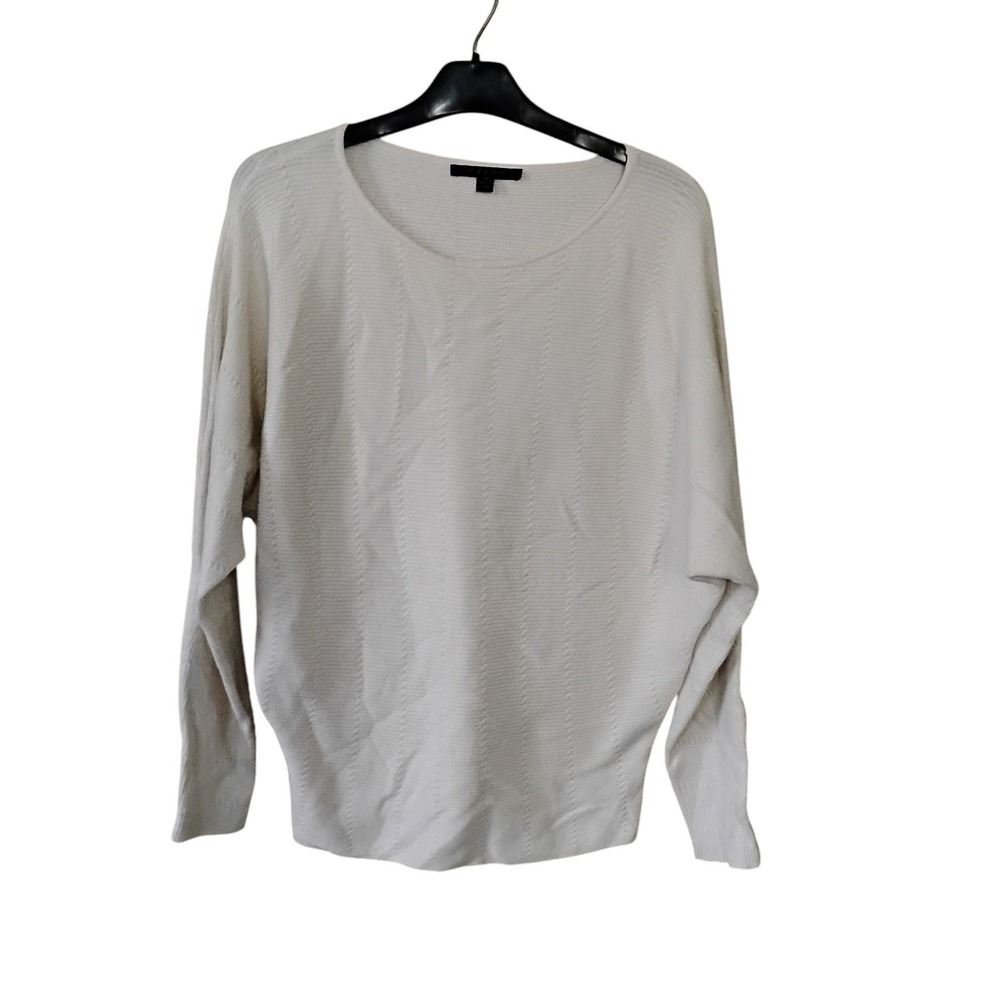 Cyrus Cream Textured Knit Batwing Sweater Scoop Neck Long Sleeve C991929E Small